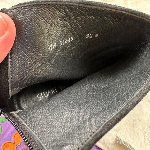 Stuart Weitzman 9.5 Brocade black and red angle boot zip up - Picture 8 of 8